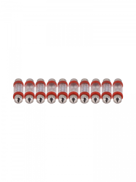 Лампа светодиодная Т11 (S8.5)1 2V 10W 4 LED салона, номерн. знака красный 