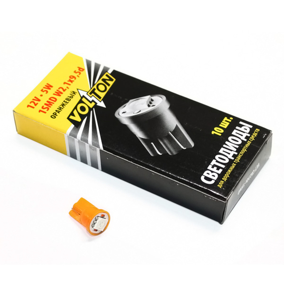 Лампа светодиодная T10 (W2.1x9.5d) 12V 5W 1SMD габаритов, повторителей оранжевый 