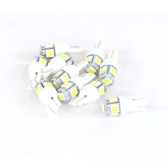 Лампа светодиодная T10 (W2.1x9.5d) 12V 10W 5SMD габаритов, повторителей белый 