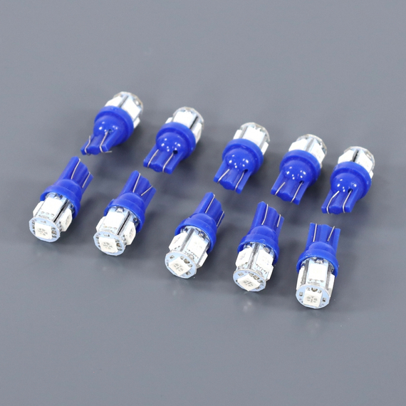 Лампа светодиодная T10 (W2.1x9.5d) 12V 10W 5SMD габаритов, повторителей голубой 