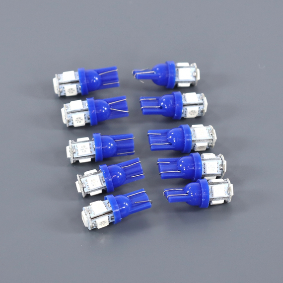 Лампа светодиодная T10 (W2.1x9.5d) 12V 10W 5SMD габаритов, повторителей голубой 