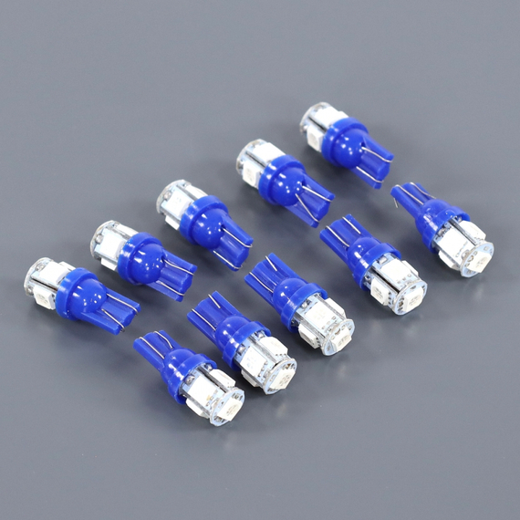 Лампа светодиодная T10 (W2.1x9.5d) 12V 10W 5SMD габаритов, повторителей голубой 