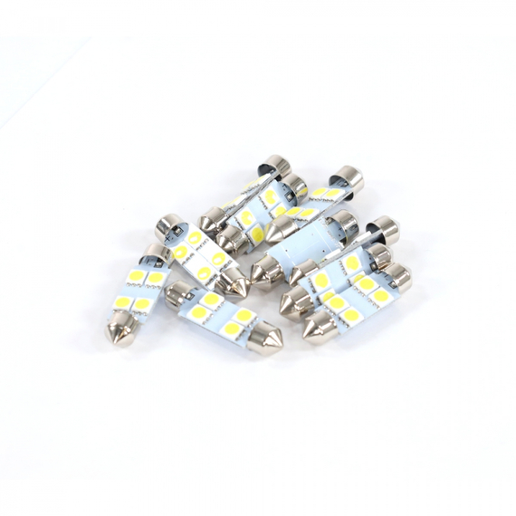 Лампа светодиодная Т11 (S8.5) 12V 0,5W 4 SMD (5,0х5,0 мм) салона, номерн. знака белый 