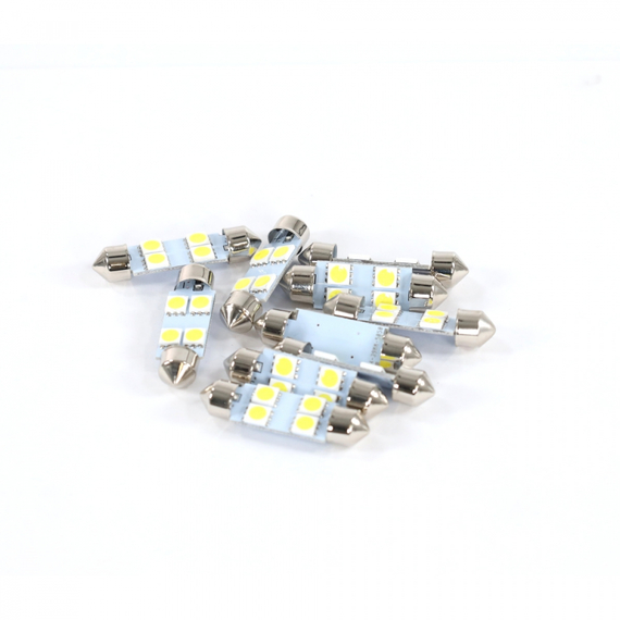 Лампа светодиодная Т11 (S8.5) 12V 0,5W 4 SMD (5,0х5,0 мм) салона, номерн. знака белый 