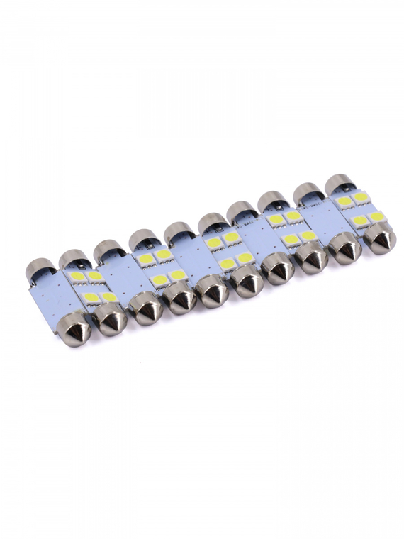 Лампа светодиодная Т11 (S8.5) 12V 0,5W 4 SMD (5,0х5,0 мм) салона, номерн. знака белый 