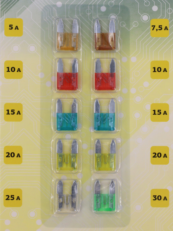 Предохранители (1*5А-,1*7,5А, 2*10А,2*15А,2*20А,2*25А,2*30А) MINI кт.VOLTON