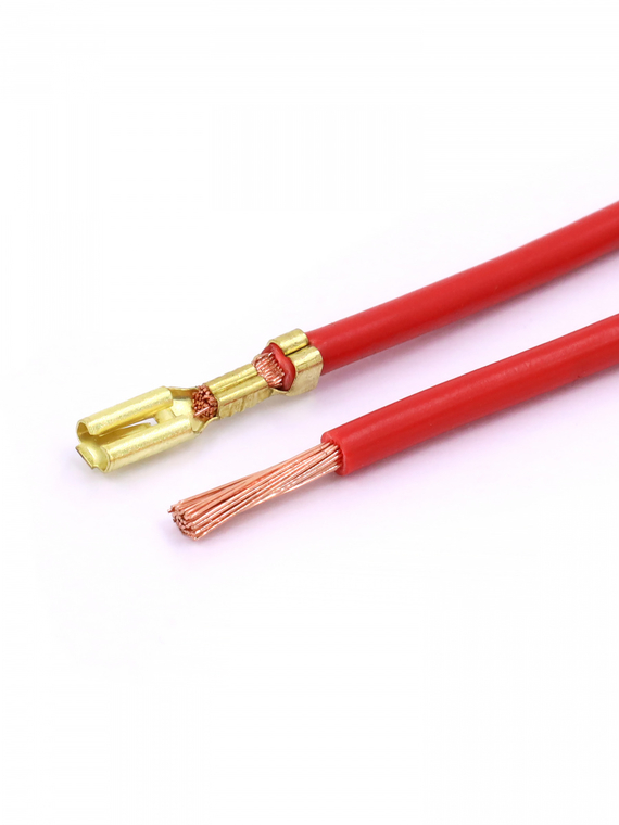 Контакт гнездовой серии 2.8 (с фиксацией), обжатый с проводом 2,5 кв. мм.(разъем мама)