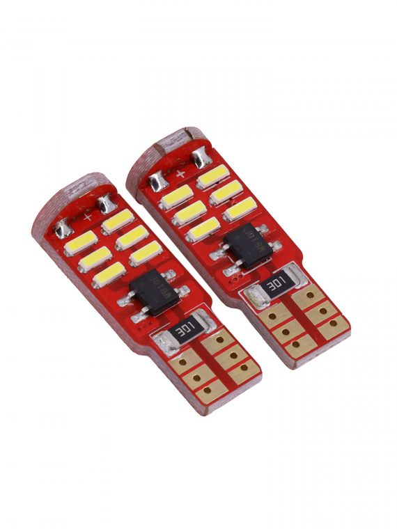 Лампа светодиодная T10 T104  (W2.1x9.5D)CANBUS 12V 15 SMD 4014 блис. 2 шт. 