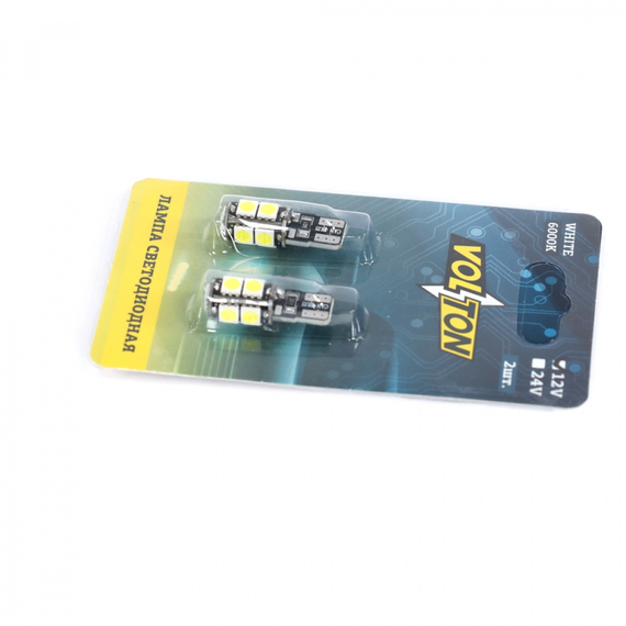 Лампа светодиодная T10 C011 (W2.1x9.5D) CANBUS 12V 9 SMD 5050 блис. 2 шт. 