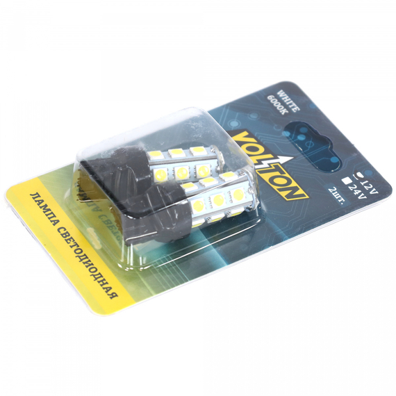 Лампа светодиодная T20 ( T050B) (W3*16D) 12V  18SMD 5050, 1 контакт блис. 2 шт. 