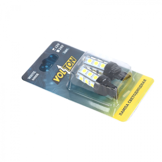 Лампа светодиодная T20 ( T050B) (W3*16D) 12V  18SMD 5050, 1 контакт блис. 2 шт. 