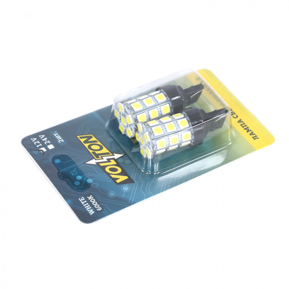 Лампа светодиодная T20  (T050B) (W3*16D) 12V  27SMD 5730, 1 контакт блис. 2 шт. 