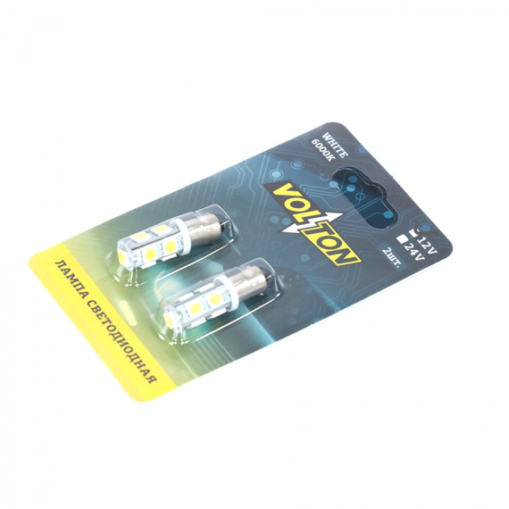 Лампа светодиодная Т8 (BA9S) 12V  9 SMD 5050 блис. 2 шт. 