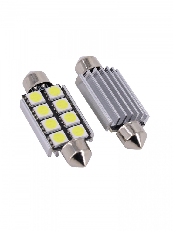 Лампа светодиодная T11 (SV 8.5) 12V 8SMD 39mm CANBUS (5050) блис. 2 шт. 