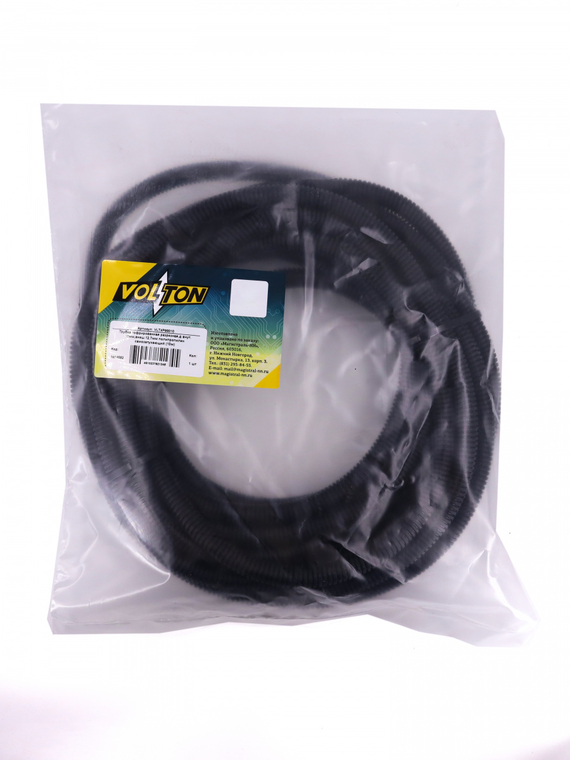 Трубка гофрированная разрезная,д внут. 10мм,внеш.12,7мм полипропилен самозатухающий (10м)