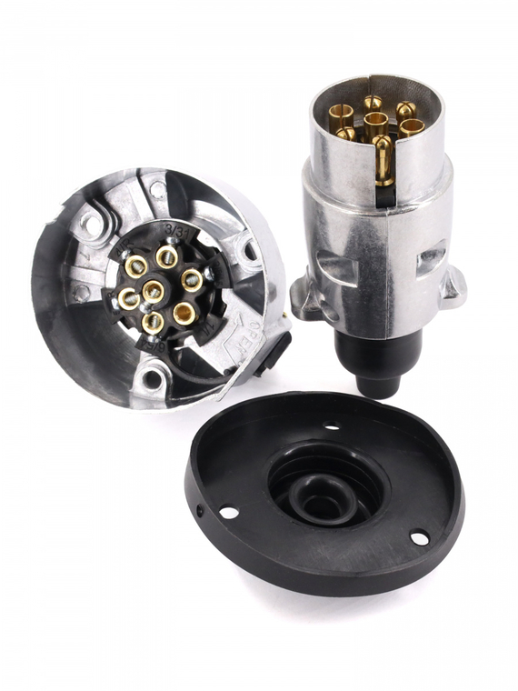 Вилка+розетка прицепа (фаркопа) 7 конт. металл для авто ПАО КАМАЗ,ПАО ГАЗ,ОАО МАЗ и др.,VOLTON