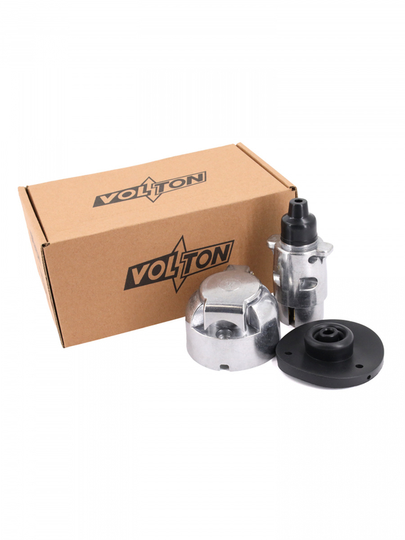 Вилка+розетка прицепа (фаркопа) 7 конт. металл для авто ПАО КАМАЗ,ПАО ГАЗ,ОАО МАЗ и др.,VOLTON