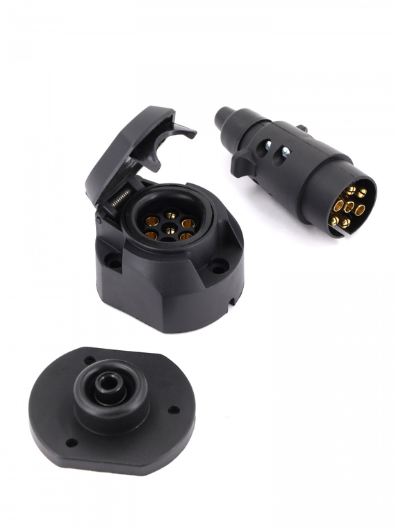 Вилка+розетка прицепа (фаркопа) 7 конт. пластик герм. для авто ПАО КАМАЗ,ПАО ГАЗ,ОАО МАЗ и др.VOLTON