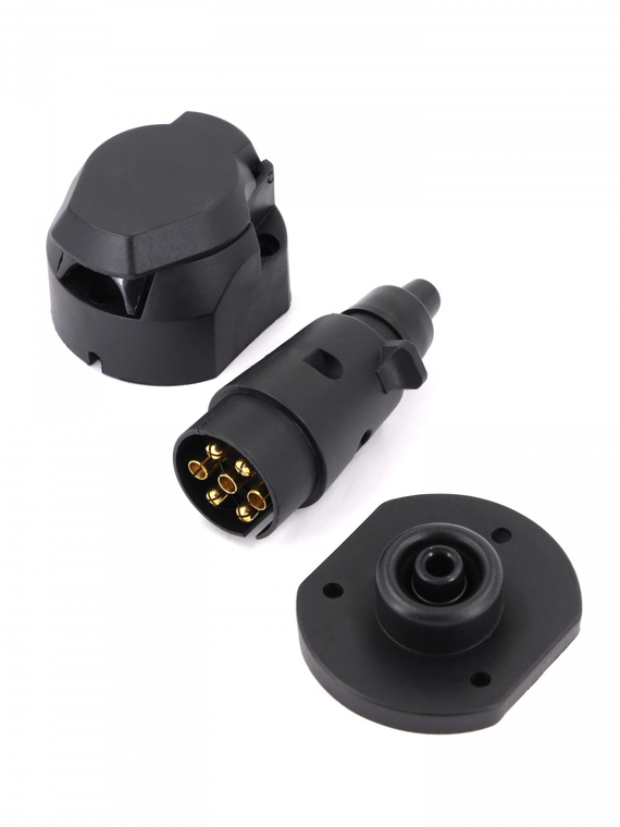 Вилка+розетка прицепа (фаркопа) 7 конт. пластик герм. для авто ПАО КАМАЗ,ПАО ГАЗ,ОАО МАЗ и др.VOLTON