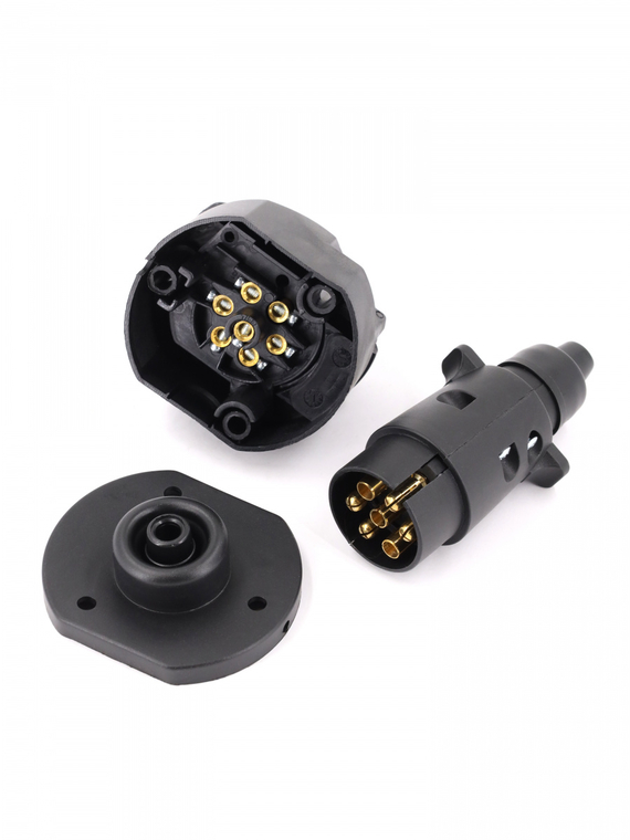 Вилка+розетка прицепа (фаркопа) 7 конт. пластик герм. для авто ПАО КАМАЗ,ПАО ГАЗ,ОАО МАЗ и др.VOLTON