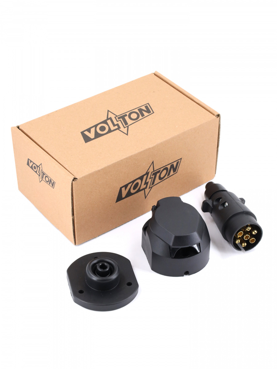 Вилка+розетка прицепа (фаркопа) 7 конт. пластик герм. для авто ПАО КАМАЗ,ПАО ГАЗ,ОАО МАЗ и др.VOLTON